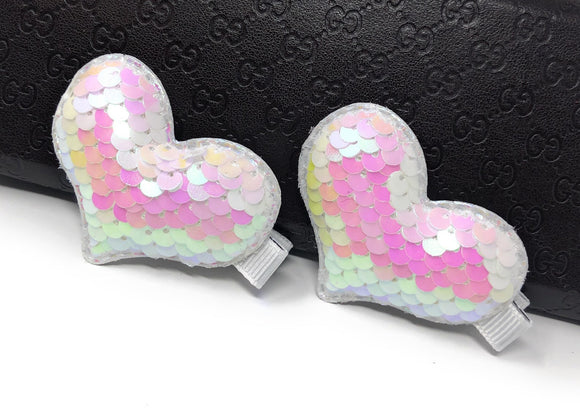Girls Heart Hair Clips, Barrettes Sequins Clips for Toddlers, Birthday Gifts, Princess Girls Hair Clips, 1 Pair