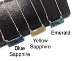 Natural Gemstone Necklace, Emerald Necklace, Sapphire -Blue/ Yellow, Minimalist Necklace, Silver Minimalist Jewelry, Healing Jewelry