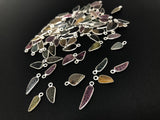 8 Pcs/10 Pcs Tourmaline Charms, Sterling Silver Gemstone Charms, Carved Leaf Tourmaline Charms, Wholesale Jewelry Findings, Jewelry Making