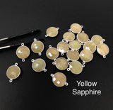 10 Pcs Natural Sapphire Gemstone Connectors, Bulk Wholesale Jewelry Supplies , Sterling Silver Jewelry Findings, 22x16.5mm