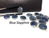 10 Pcs Natural Sapphire Gemstone Connectors, Bulk Wholesale Jewelry Supplies , Sterling Silver Jewelry Findings, 22x16.5mm