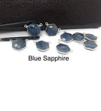7 Pcs Natural Sapphire Gemstone Connectors, Sterling Silver Jewelry Findings, Bulk Wholesale Jewelry Supplies, 13x10.5mm