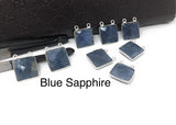 11 Pcs Natural Sapphire Gemstone Connectors, Silver Findings, Bulk Wholesale Jewelry Supplies, 17.5 X14.5mm