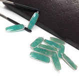 4Pcs Natural Amazonite Gemstone Charms, Sterling Silver Bar Charms, Bulk Wholesale Jewelry Supplies for Jewelry Making, 31x10mm - 33x11mm