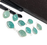 8 Pcs Natural Amazonite Gemstone Charms, Sterling Silver Charms, Jewelry Supplies for Jewelry Making, Wholesale Jewelry Findings