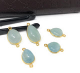 Natural Aquamarine Connectors, Gold Plated Sterling Silver Gemstone Connectors, Jewelry Findings, Jewelry Supplies for Jewelry Making, 1 pc