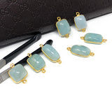 7 pcs Natural Aquamarine Connectors, Gold Plated Sterling Silver Gemstone Connectors, Jewelry Findings, Jewelry Supplies for Jewelry Making