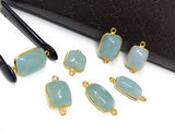 7 pcs Natural Aquamarine Connectors, Gold Plated Sterling Silver Gemstone Connectors, Jewelry Findings, Jewelry Supplies for Jewelry Making