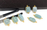 7 pcs Natural Aquamarine Connectors, Gold Plated Sterling Silver Gemstone Connectors, Jewelry Findings, Jewelry Supplies for Jewelry Making