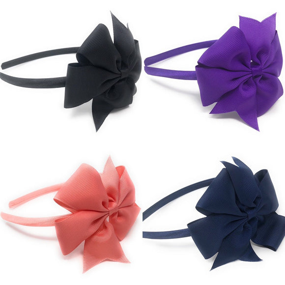 Hair Bow Headband for Girls, Hair Accessories for Kids, Satin Lined Hard Hair bow Hairband, Birthday Gift and Party Favors, 1 Pc