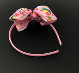 Hair Bow Headband for Girls, Large Pink Unicorn Headband, Hair Accessories for Kids, Birthday Gift and Party Favors, 1 Pc