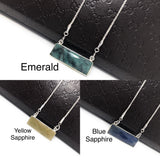 Gemstone Bar Necklace, Emerald Necklace, Sterling Silver Minimalist Jewelry, Layering Necklace, Birthstone Necklace, Healing Jewelry
