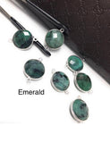 Natural Emerald Gemstone Connector, Sterling Silver Connectors, Wholesale Jewelry Findings for Jewelry Making, Jewelry Supplies, 22x16mm