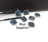 6 Pcs Natural Sapphire Gemstone Connectors, Bulk Jewelry Supplies Sterling Silver Jewelry Findings, 20x14mm - 22x15mm