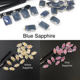 10 Pcs /14 Pcs Natural Sapphire Gemstone Connectors, Silver Findings, Bulk Wholesale Jewelry Supplies, 19x9mm - 22x11mm