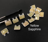 10 Pcs/ 12 Pcs Natural Sapphire Gemstone Connectors, Bulk Jewelry Supplies, Sterling Silver Jewelry Findings, 12x13mm - 14x15mm
