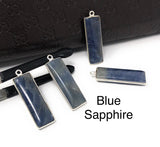 Natural Sapphire Gemstone Bar Shape Charms, Jewelry Supplies for Jewelry Making, Bulk Wholesale Charms, Blue /Pink / Yellow , 1 pc