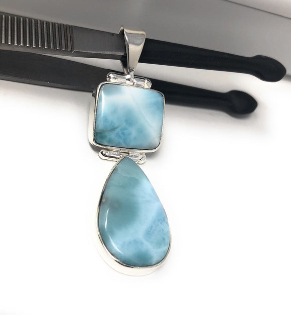 Larimar Pendant, Natural Gemstone Pendant, Sterling Silver Jewelry, Bohemian Jewelry, Wholesale Jewelry Making Supplies, Gifts for Her