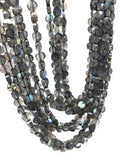 Labradorite Faceted Coin Beads, Natural Gemstone Beads, Wholesale Beads, Bulk Beads, 5-6mm, 13" Strand