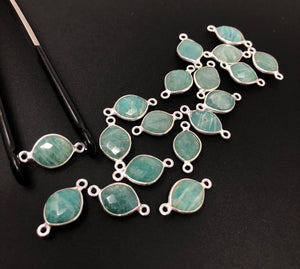 Natural Amazonite Gemstone Connector, Sterling Silver Connectors, Jewelry Supplies for Jewelry Making, Wholesale Jewelry Findings, 1 pc