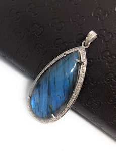 Labradorite Pave Diamond Pendant, Labradorite Gemstone Pendant, Sterling Silver Jewelry, DIY Wholesale Pendants , Gifts for Her