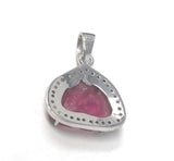 Pink Tourmaline Pendant, Gemstone Pendant, Sterling Silver Tourmaline Slice Pave Diamond Pendant, October Birthstone Jewelry