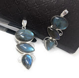 Labradorite Gemstone Pendant, Sterling Silver Gemstone Jewelry, DIY Pendant Jewelry Supplies , Gifts for Her, 1 Pc