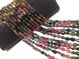 Tourmaline Gemstone Beads, Watermelon Color Tourmaline Oval Beads, Jewelry Supplies, Wholesale Bulk Beads for Jewelry Making, 13" Strand