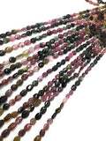 Tourmaline Gemstone Beads, Watermelon Color Tourmaline Oval Beads, Jewelry Supplies, Wholesale Bulk Beads for Jewelry Making, 13" Strand