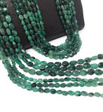 13" Natural Emerald Gemstone Beads, Smooth Emerald Oval Beads for Jewelry Making, May Birthstone Jewelry Supplies