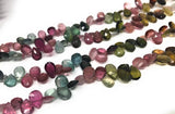 Tourmaline Beads, Gemstone Beads, Multi Tourmaline Faceted Drop Beads, Jewelry Supplies, Wholesale Bulk Beads, 6x5mm - 8x6mm, 8.5" Strand