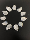 11 Pcs Lot of Moonstone Carved Leaf Beads - Front Top Drilled and Bottom Drilled, Rainbow Moonstone Carved Leaf Beads, Bulk Beads