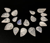 19 Pieces Lot of Moonstone Carved Leaf Beads - Top Drilled, Rainbow Moonstone Carved Leaf Beads, Bulk Beads, Loose Gemstone Beads