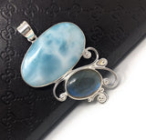 Larimar Pendant, Labradorite Pendant, Gemstone Pendant, Gemstone Jewelry, Sterling Silver Silver Jewelry, Gifts for Her, Bohemian Jewelry