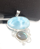 Larimar Pendant, Labradorite Pendant, Gemstone Pendant, Gemstone Jewelry, Sterling Silver Silver Jewelry, Gifts for Her, Bohemian Jewelry