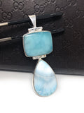 Larimar Pendant, Natural Gemstone Pendant, Sterling Silver Jewelry, Bohemian Jewelry, Wholesale JewelrySupplies, Gifts for Her