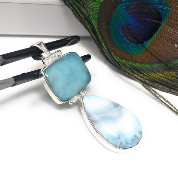 Larimar Pendant, Natural Gemstone Pendant, Sterling Silver Jewelry, Bohemian Jewelry, Wholesale JewelrySupplies, Gifts for Her
