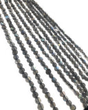 Labradorite Faceted Coin Beads, Natural Gemstone Beads, Wholesale Beads, Bulk Beads, 5-6mm, 13" Strand