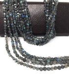 Labradorite Faceted Coin Beads, Natural Gemstone Beads, Wholesale Beads, Bulk Beads, 5-6mm, 13" Strand