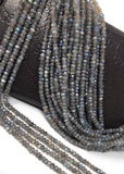 Labradorite Gemstone Beads - Shimmer Coated Labradorite Beads, Bulk Wholesale Beads for Jewelry Making, 3-4mm, 12.75" Strand