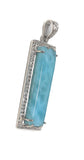 Natural Larimar Gemstone Diamond Pendant, Sterling Silver Jewelry, Wholesale Pendants, Pave Diamond Pendant, Gifts for Her