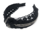 Wide Crystal Lace Knotted Headband for Girls, Wide Turban Headbands for Women, Gifts for Her, 1 Pc