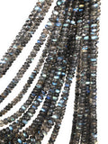 Labradorite Gemstone Beads - Blue Flash Smooth Labradorite Beads, Bulk Wholesale Beads for Jewelry Making, 7-8mm, 16" Strand