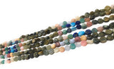 Natural Multi Stone Gemstone Coin Beads, Mix Stone Gemstone Beads, Bulk Wholesale Beads for Jewelry Making, 7-9mm, 14.5" Strand