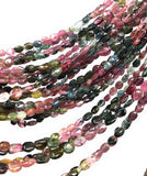 Tourmaline Gemstone Beads, Watermelon Color Tourmaline Oval Beads, Jewelry Supplies, Wholesale Bulk Beads for Jewelry Making, 13" Strand