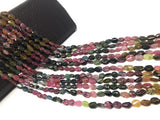 Tourmaline Gemstone Beads, Watermelon Color Tourmaline Oval Beads, Jewelry Supplies, Wholesale Bulk Beads for Jewelry Making, 13" Strand