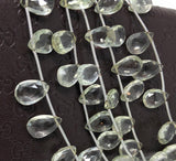 Green Amethyst Gemstone Beads, Prasiolite Beads, Natural Green Amethyst Briolette Beads, Bulk Wholesale Gemstone Beads, 8" Strand