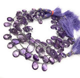 Natural Amethyst Gemstone Beads, Amethyst Briolette Beads, Jewelry Supplies for Jewelry Making, Bulk Wholesale Beads, 8" Strand