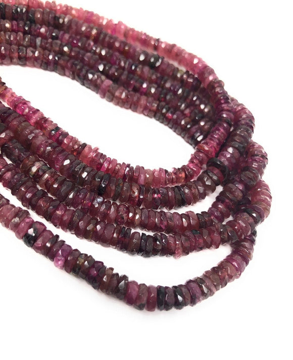Natural Tourmaline Heishi Beads, Gemstone Beads, Tourmaline Beads, Pink Tourmaline Beads, Jewelry Supplies, Wholesale Beads, 13.5