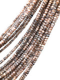Natural Peach Moonstone Beads - Shimmer Coated, Gemstone Beads, Jewelry Supplies, Wholesale Beads, Bulk Beads , 3.5- 4.5mm, 13" Strand
